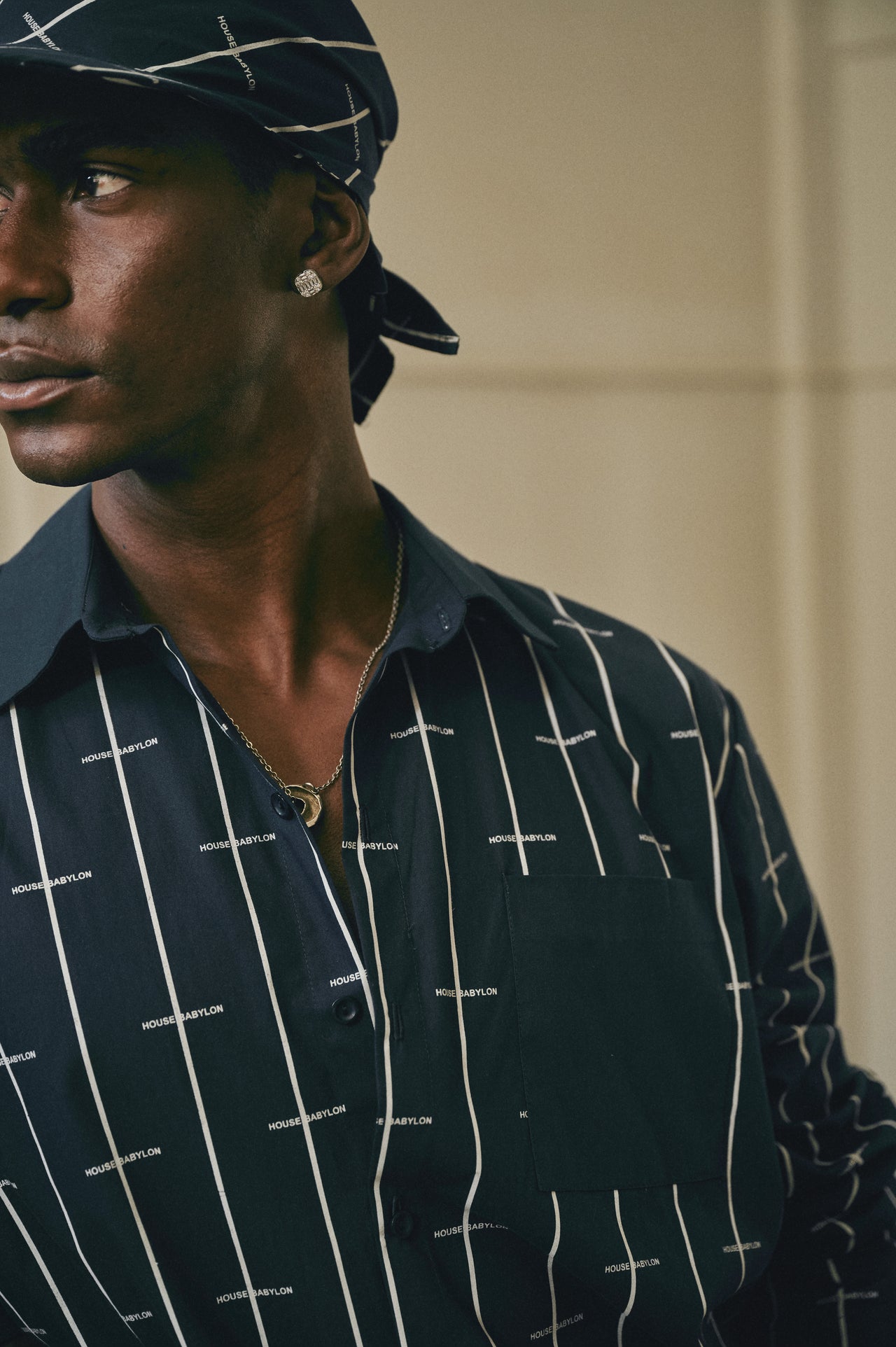 House Babylon stripe set LS - Navy