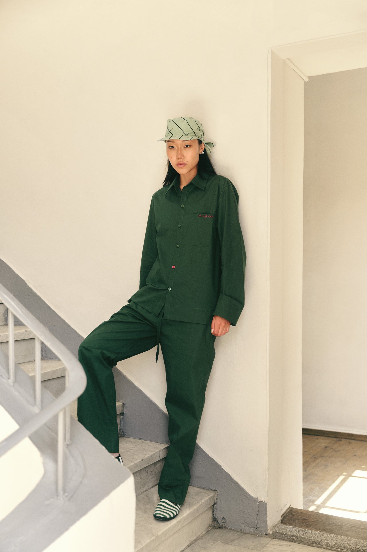 LS poplin set - Dark Green