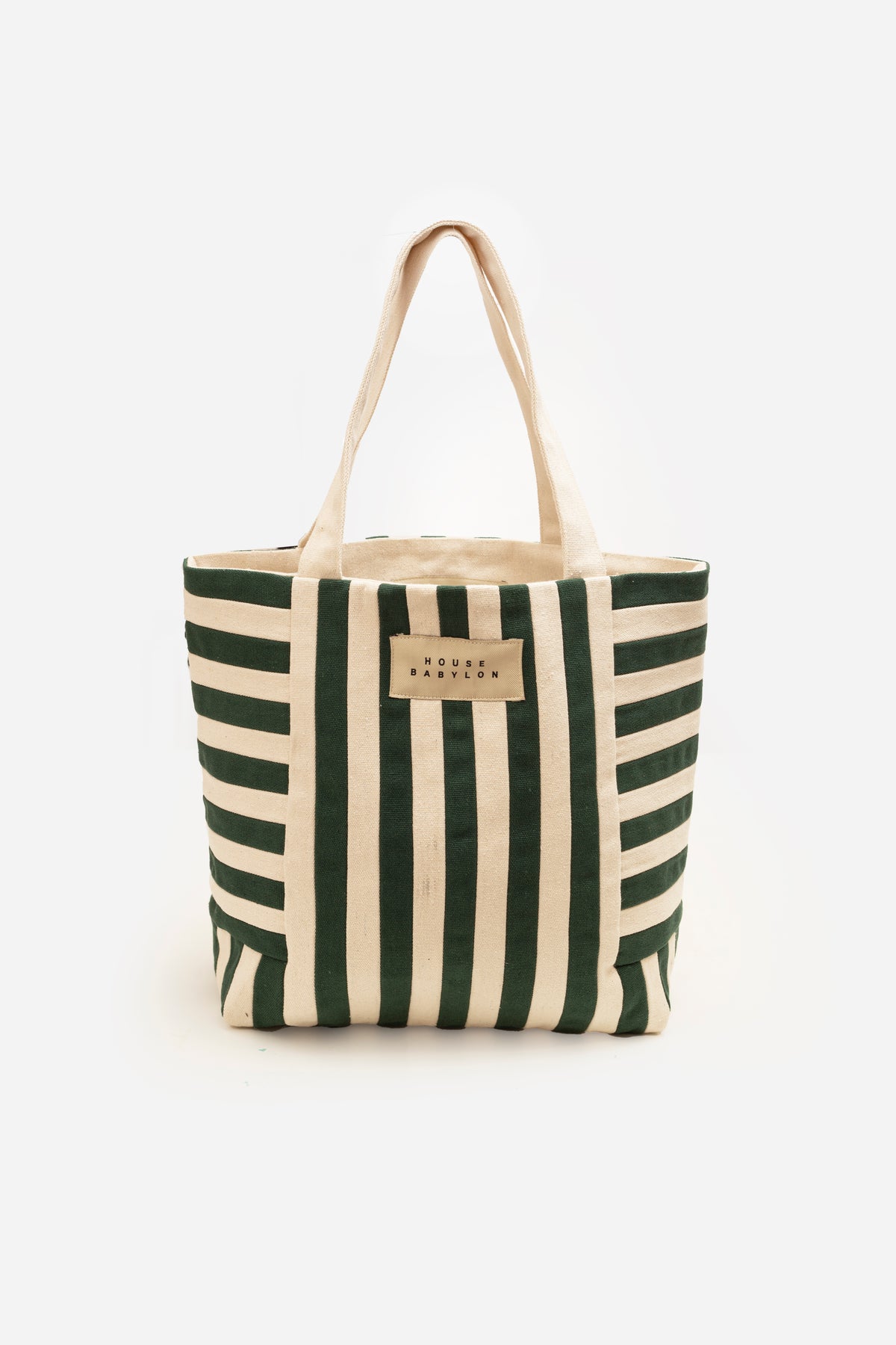 The Market Tote - Dark Green Stripe