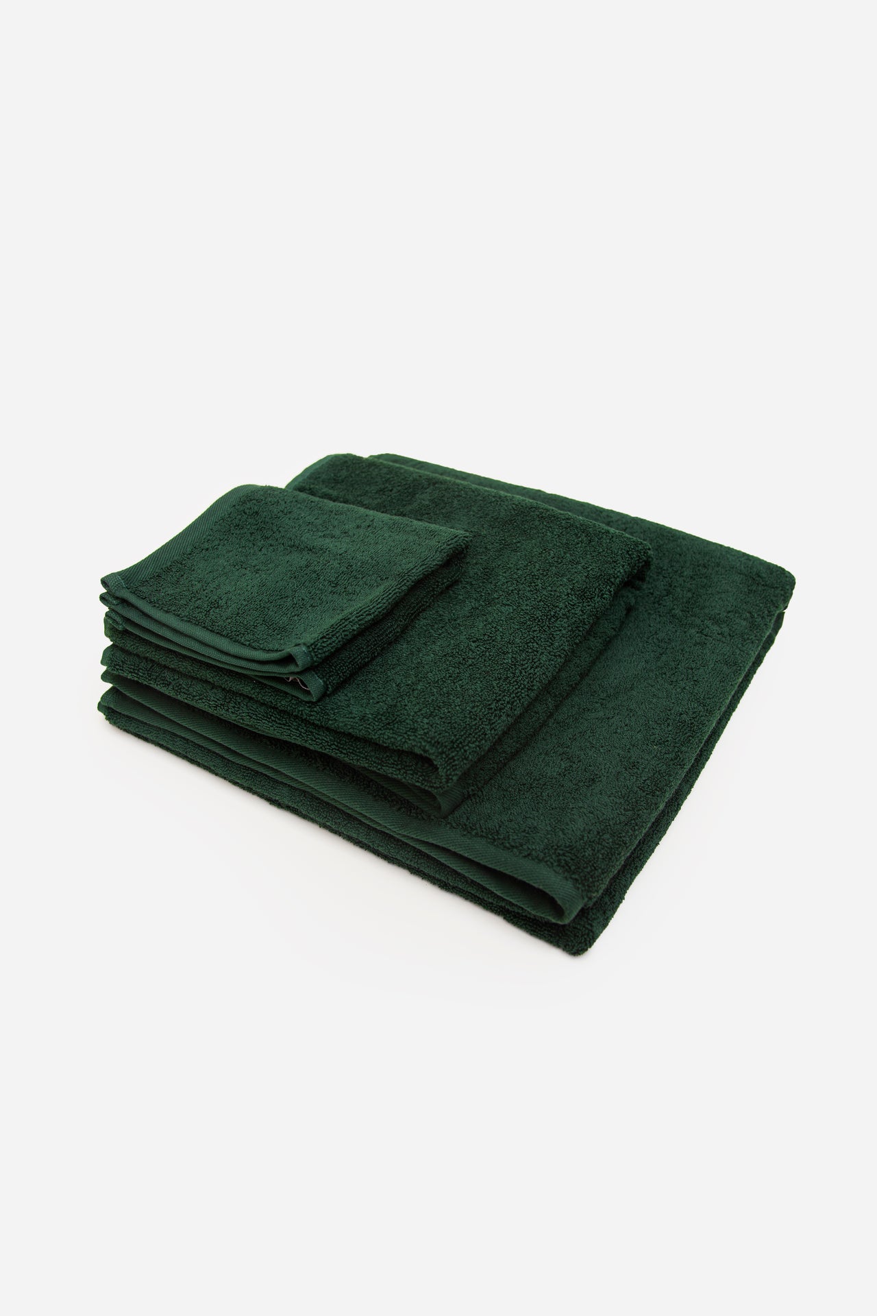 Plain Mixed Towels Set - Dark Green