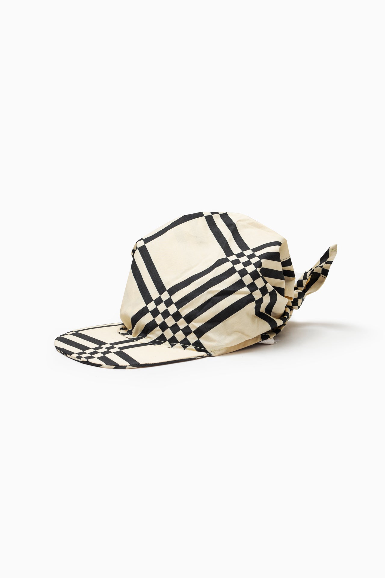 Grid Striped Scarf Cap - Yellow