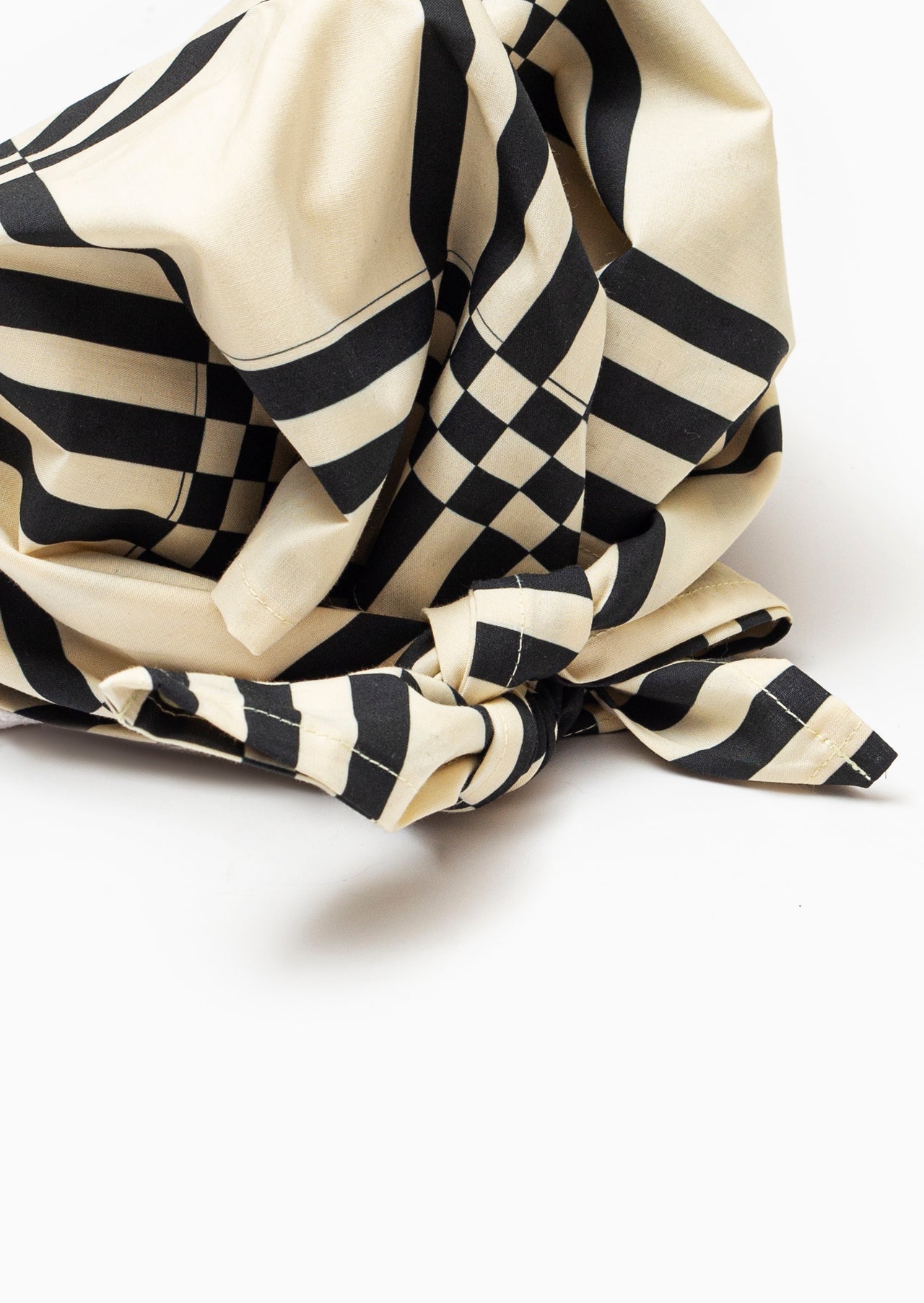 Grid Striped Scarf Cap - Yellow