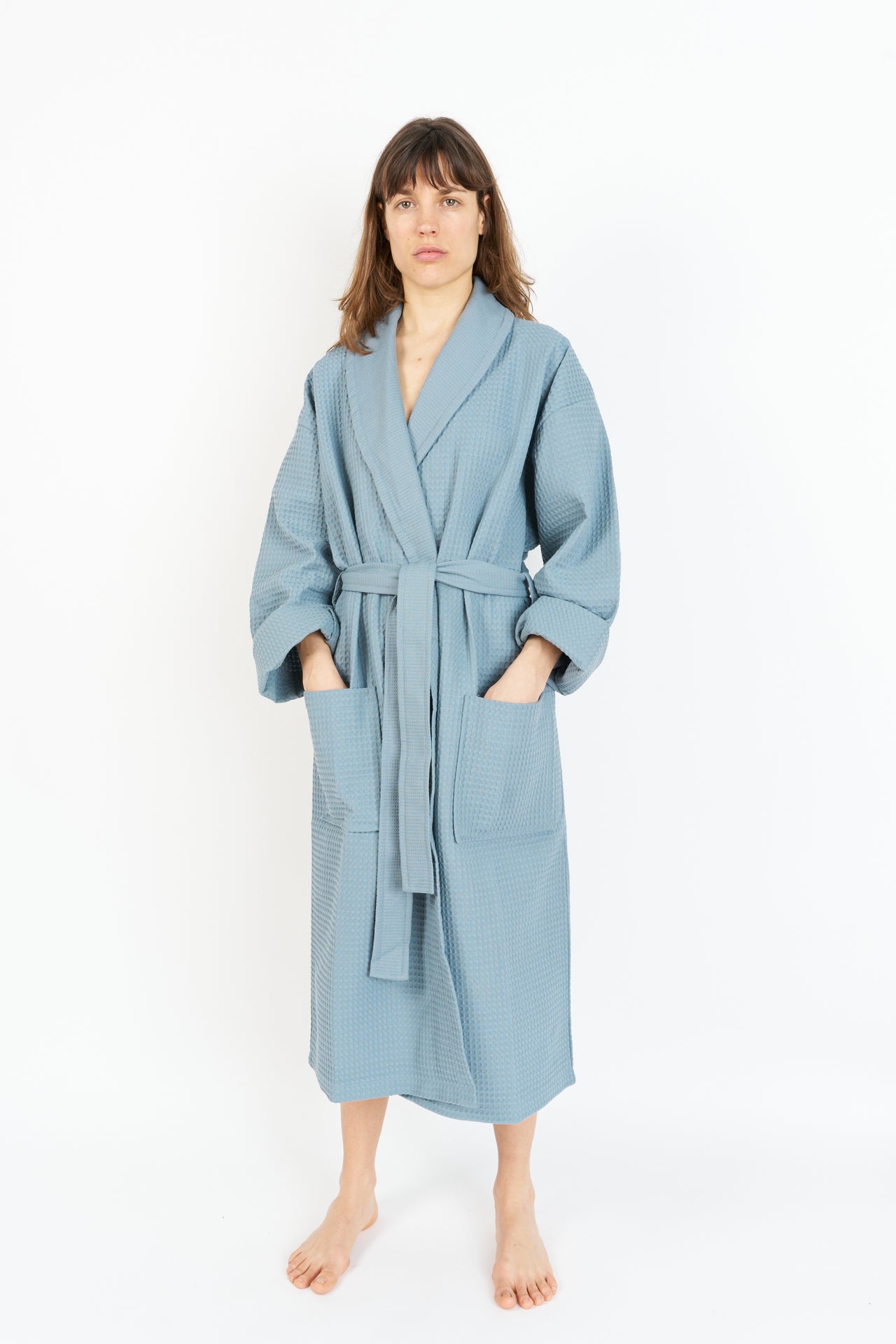 Bathrobe | Waffle warm blue