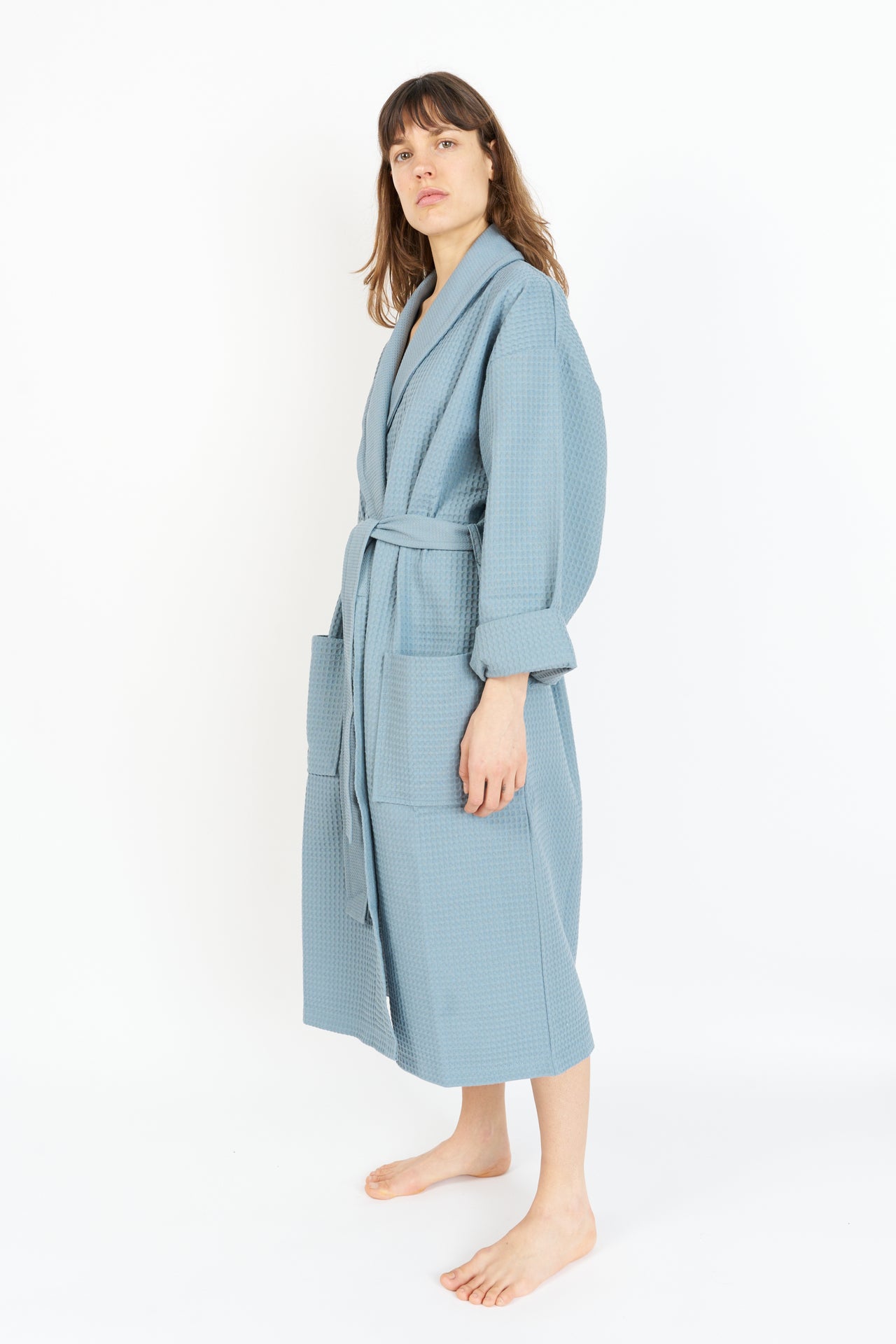 Bathrobe | Waffle warm blue