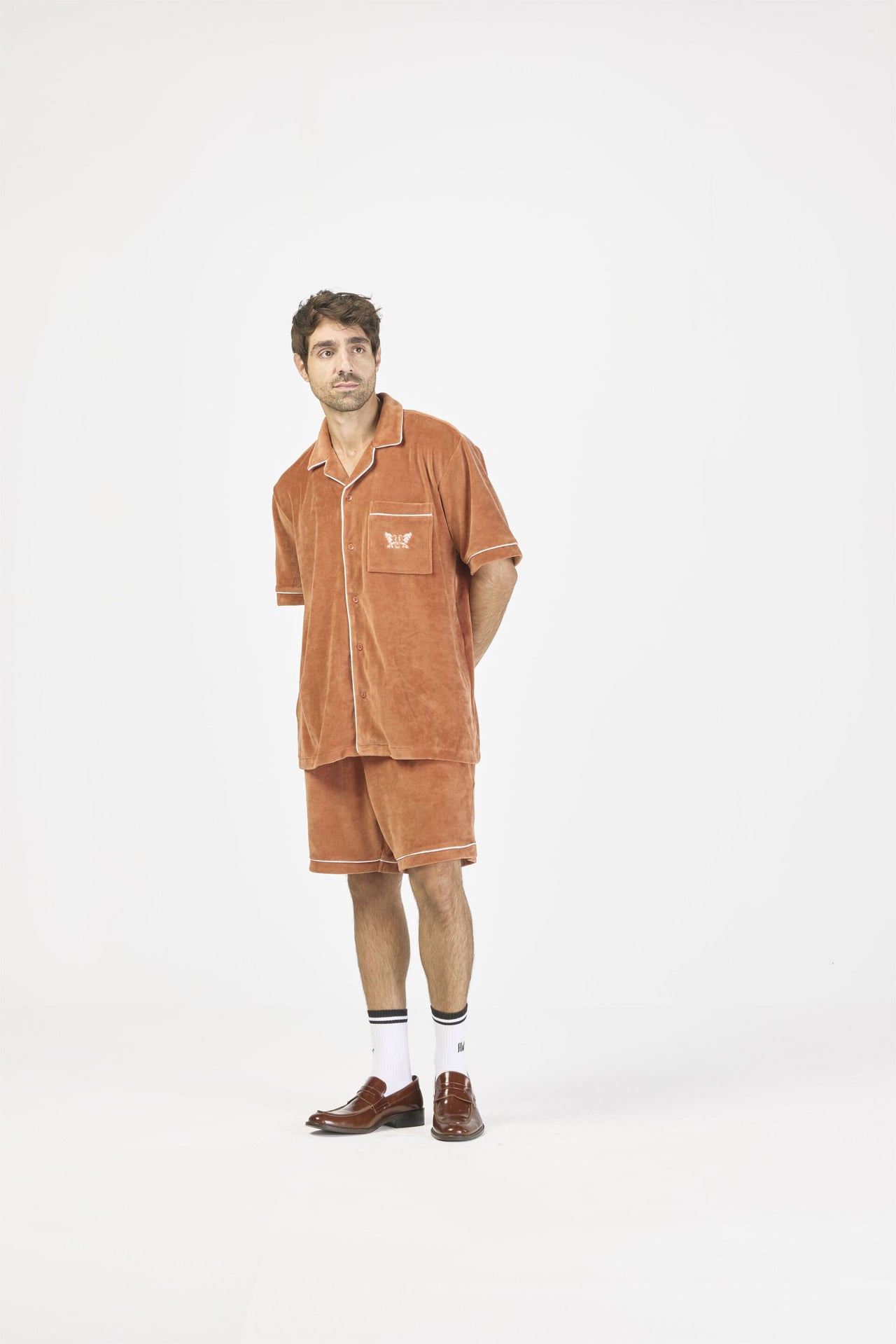 Velour Piping shirt - Terracotta