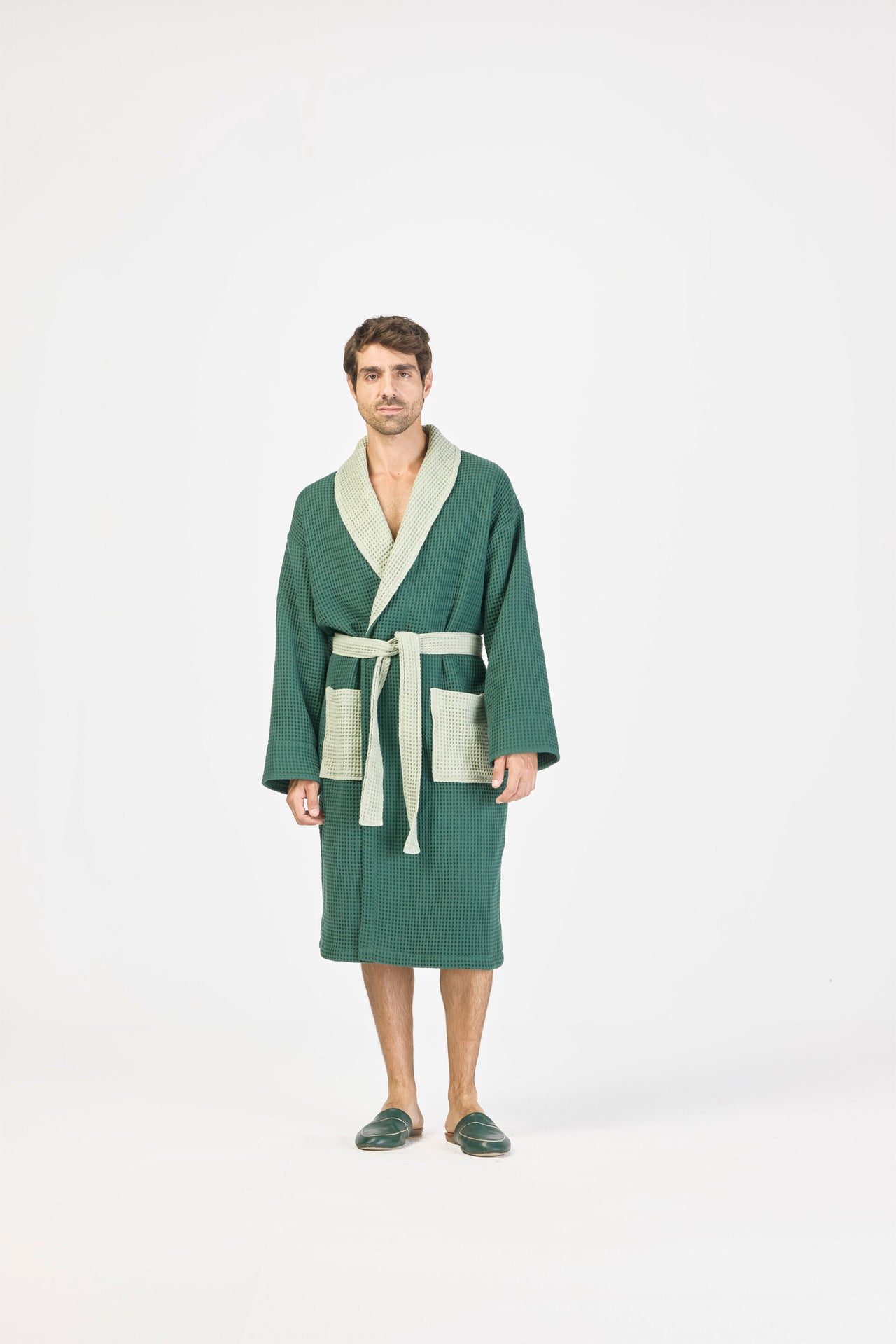 Two Tone Bathrobe - Dark Green