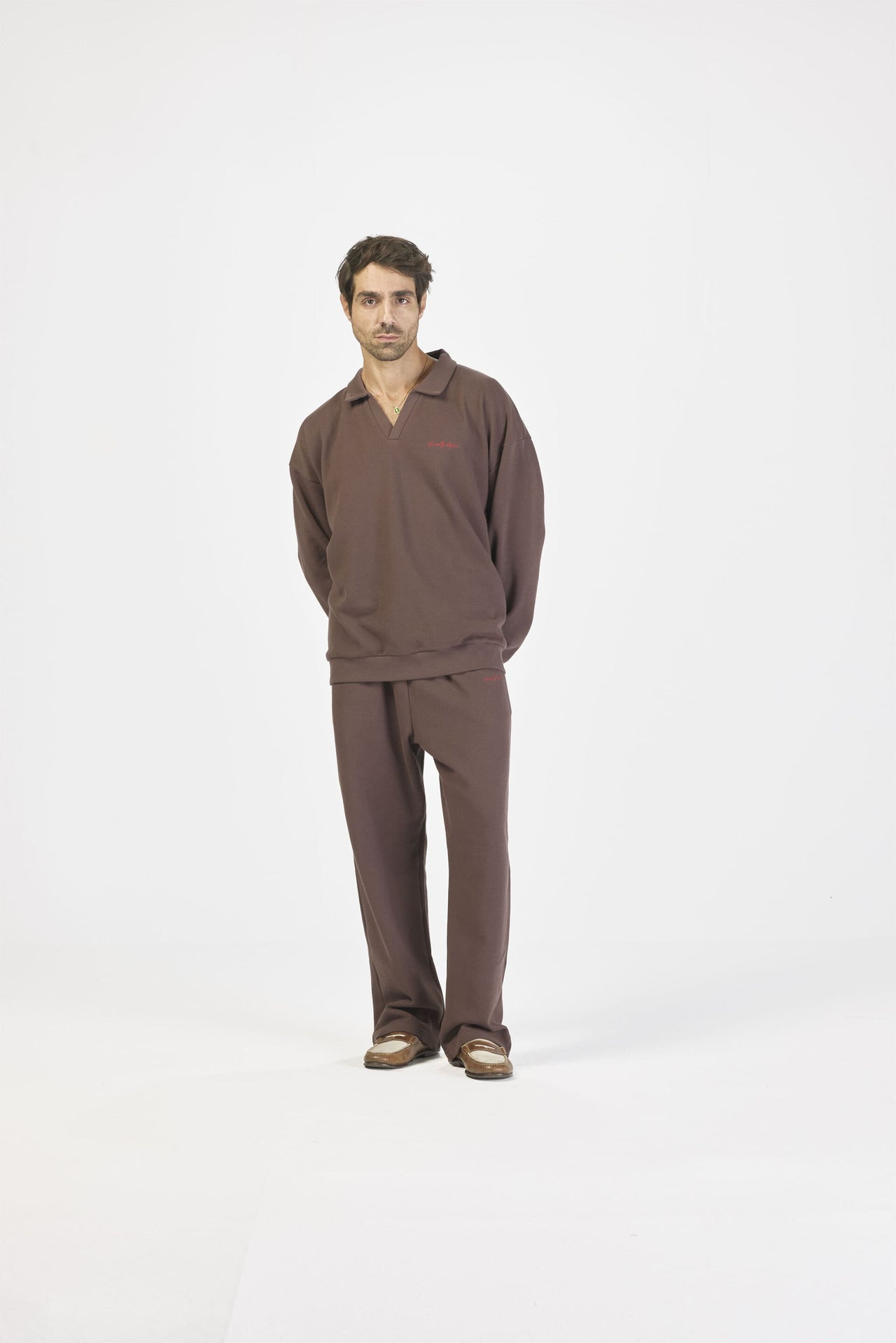 Pique polo sweatshirt - Oak