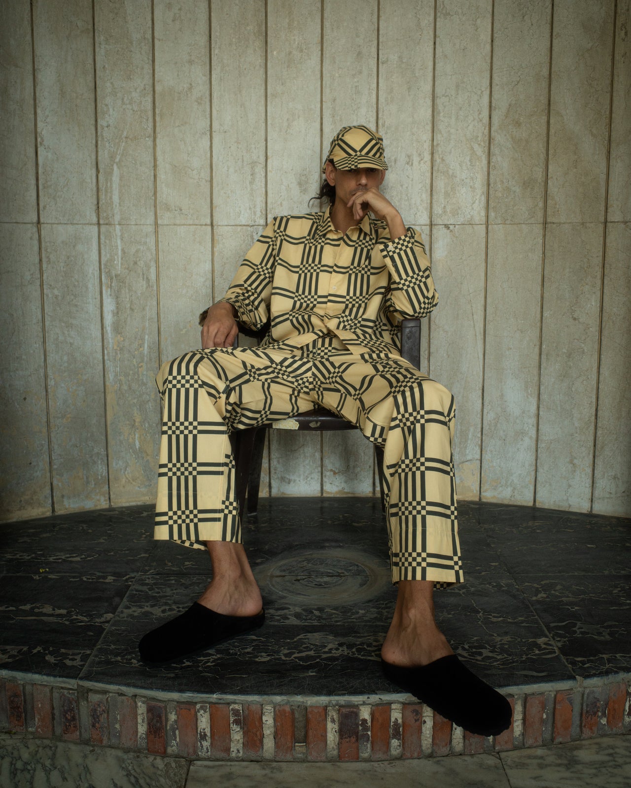 Grid Striped Trousers - Yellow