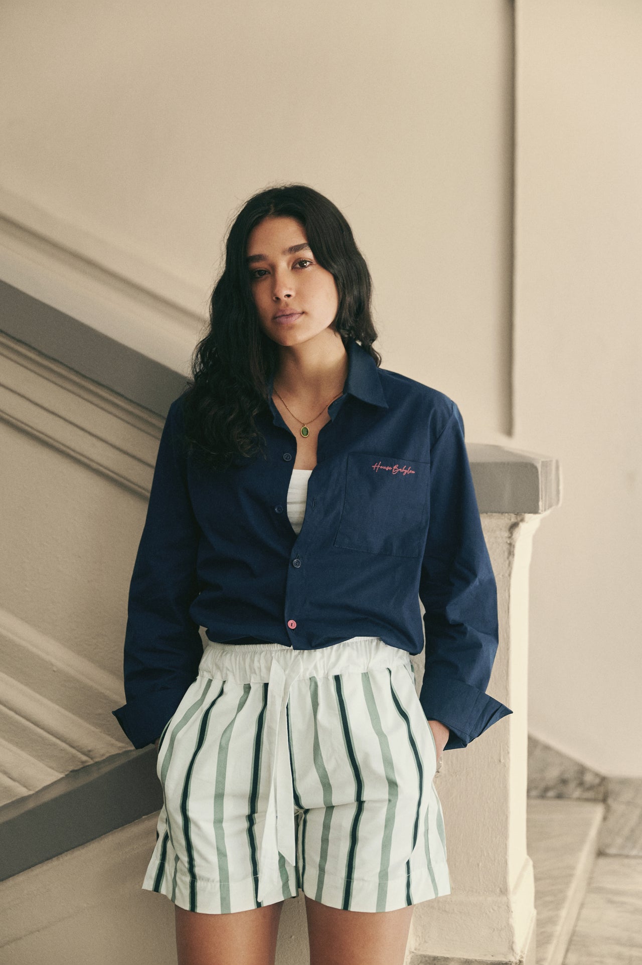 LS poplin shirt - Navy