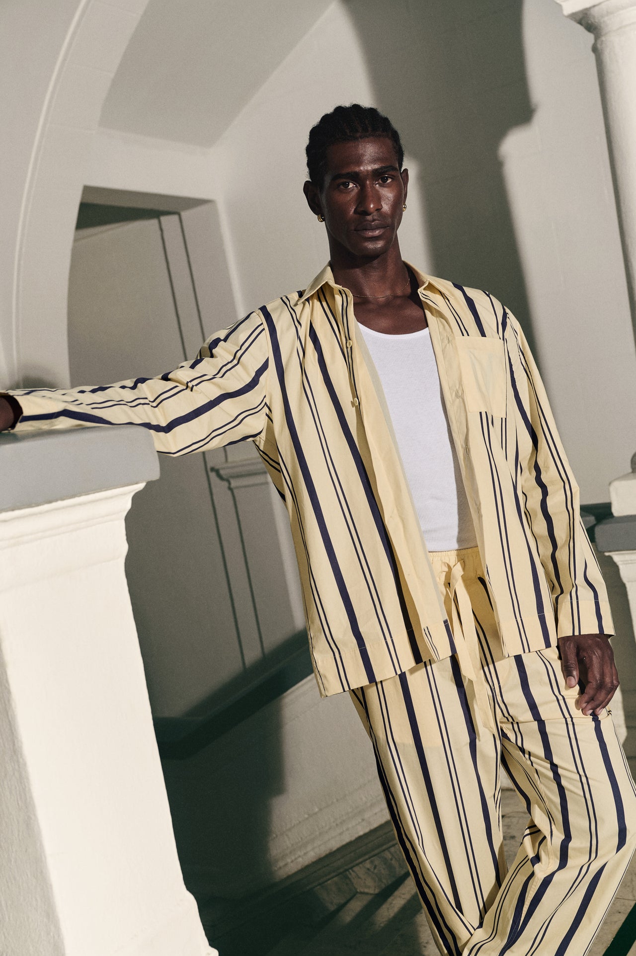 Trad stripe shirt LS - Yellow