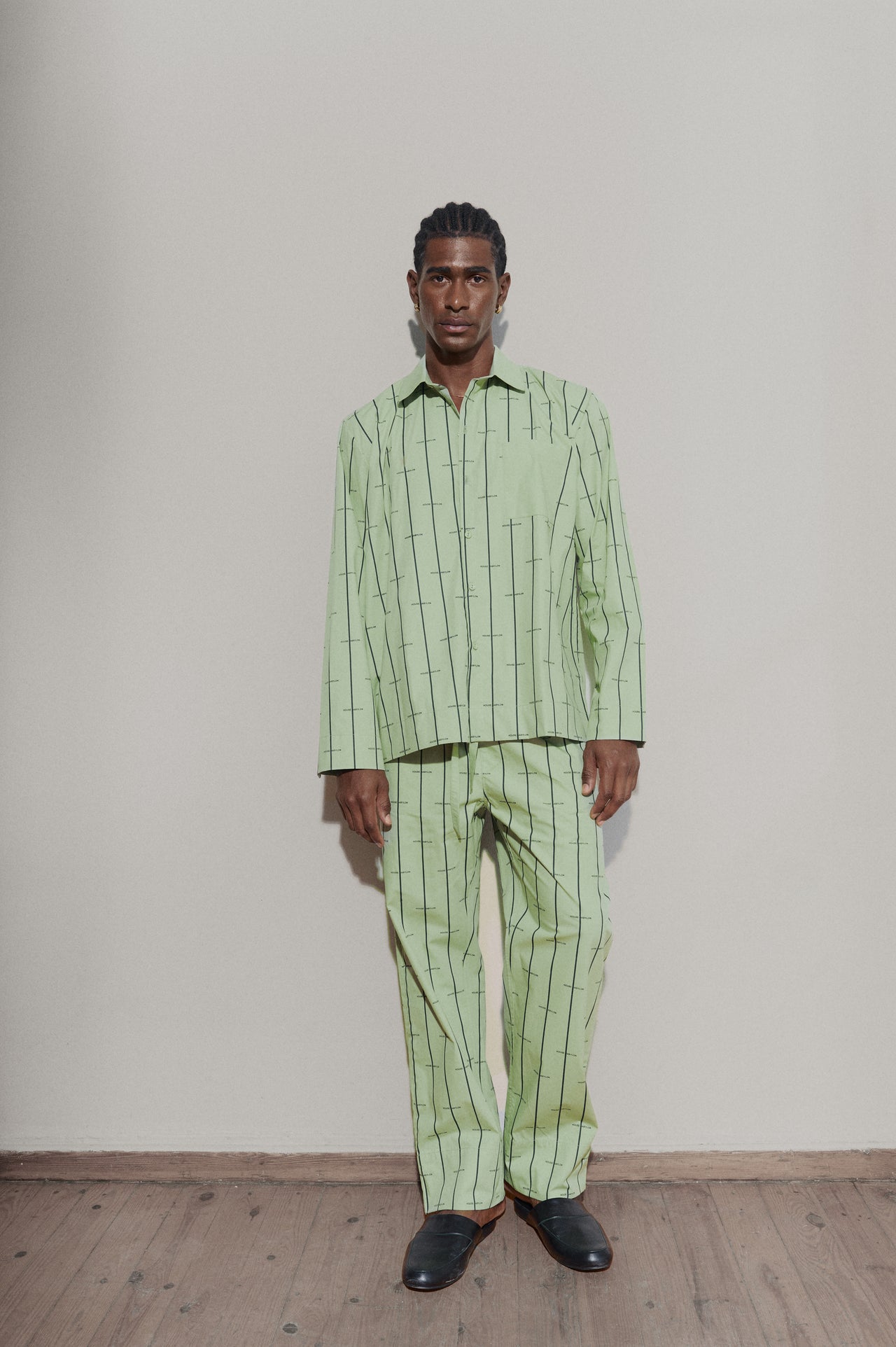 House Babylon stripe trousers - Laurel Green