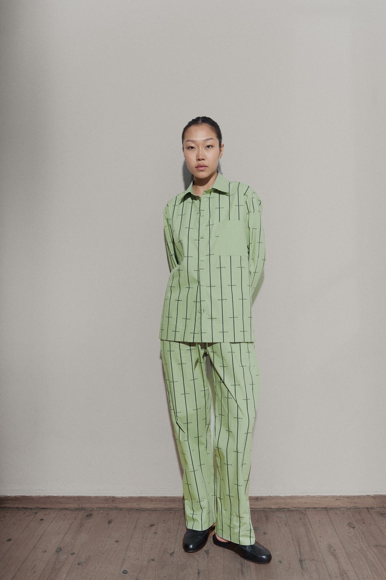 House Babylon stripe trousers - Laurel Green