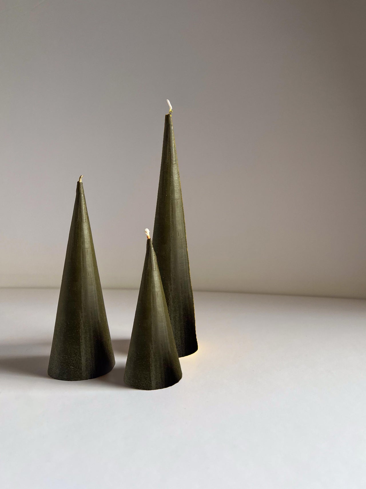 The Trio Cone Candle - Green