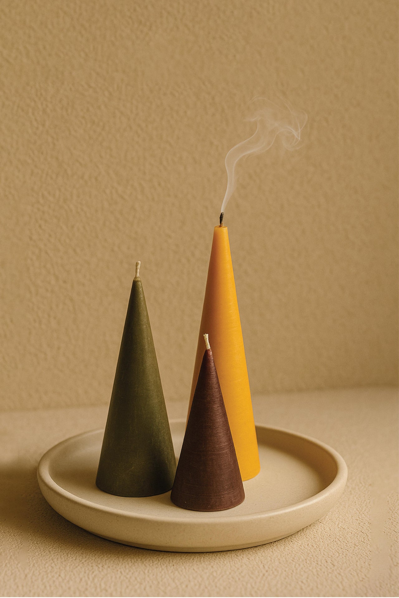 The Trio Cone Candle - Yellow