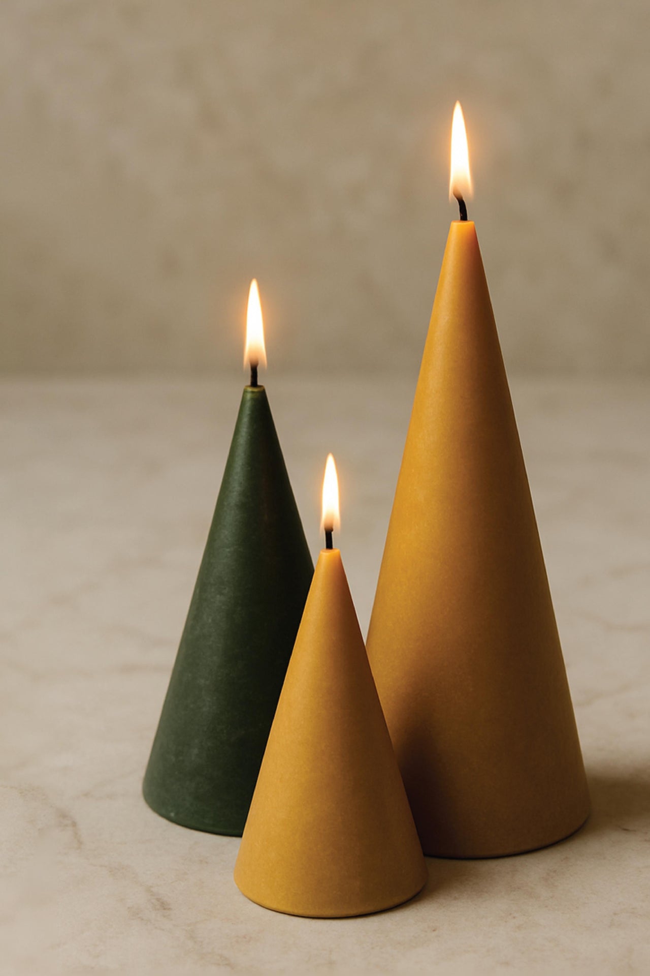 The Trio Cone Candle - Yellow