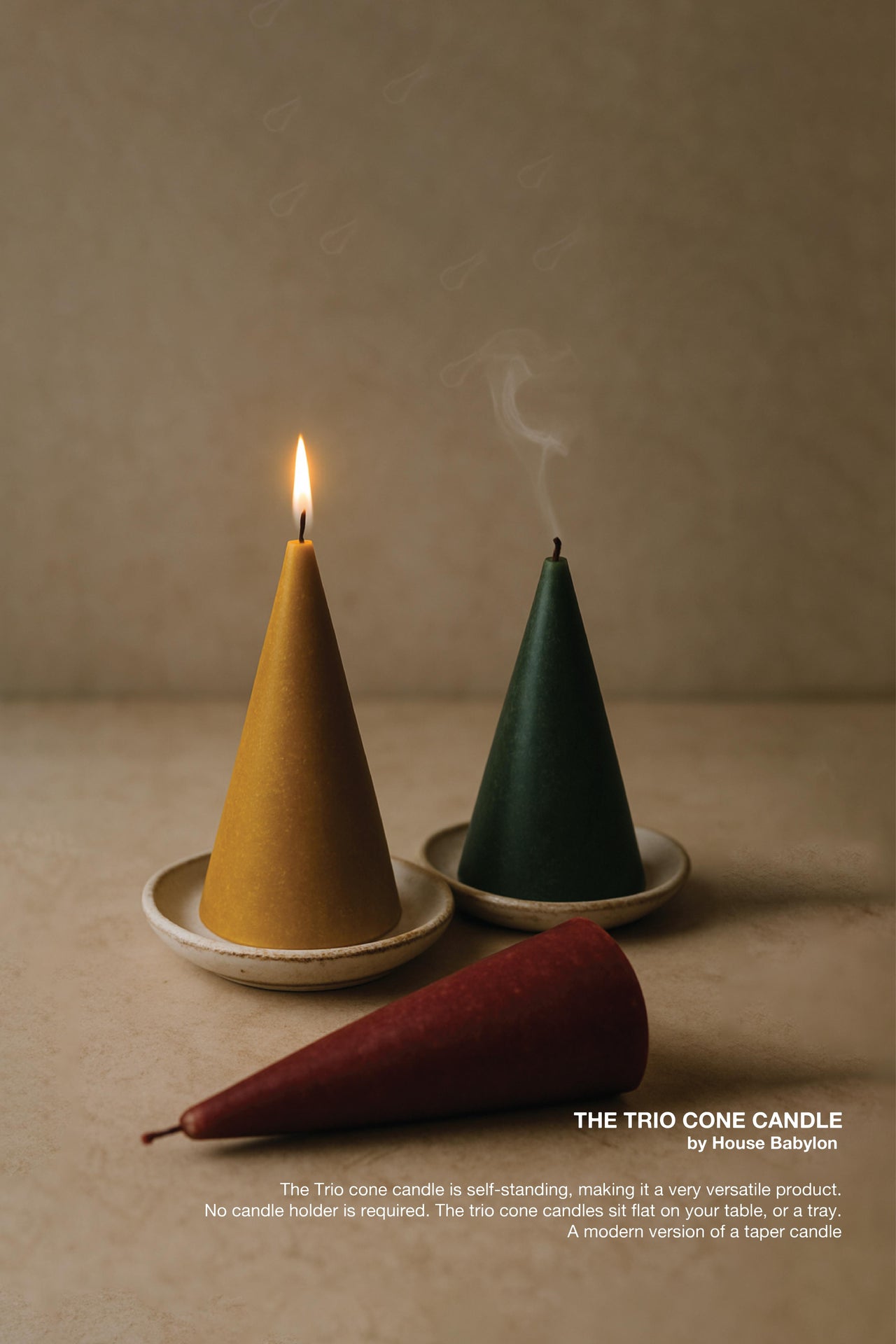 The Trio Cone Candle - Yellow