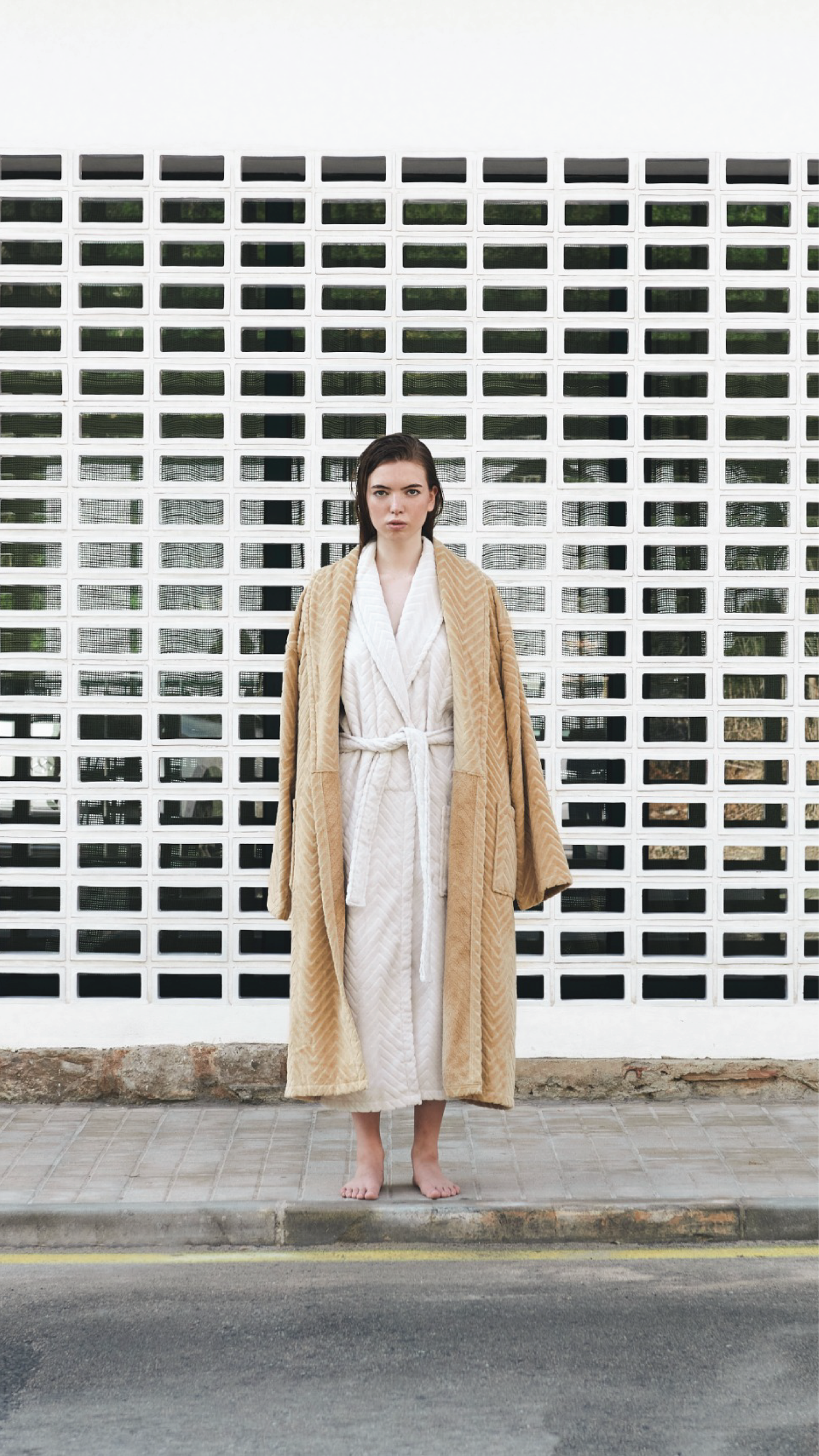 Velour egret bathrobe